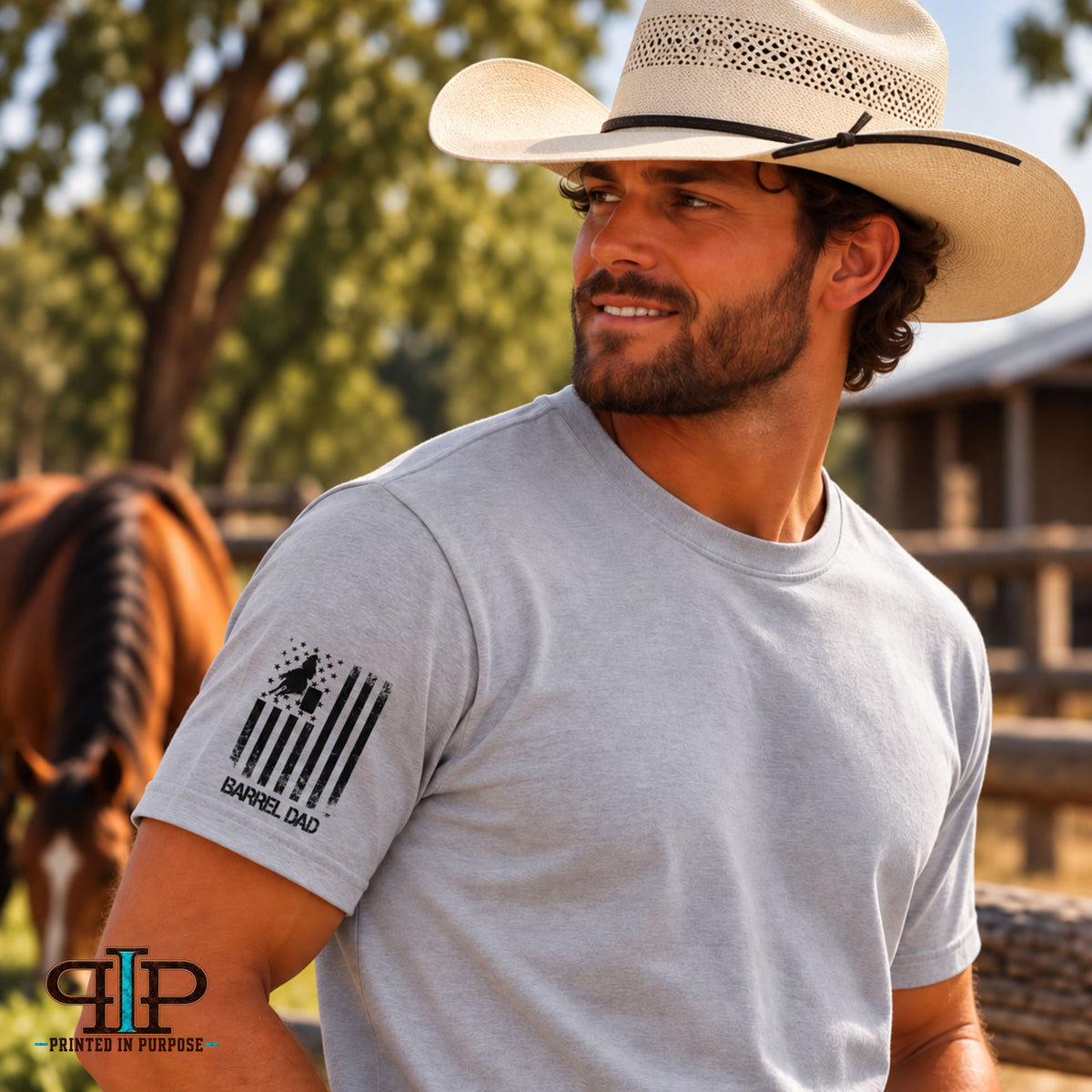 Barrel Dad American Flag Sleeve Tee